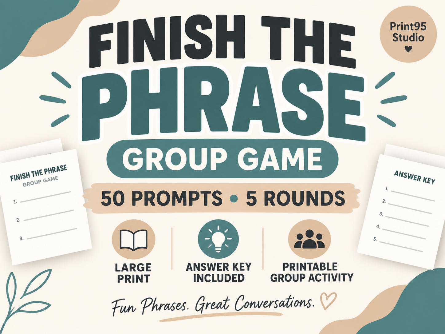 Finish the Phrase large-print printable group game for seniors, adults and families